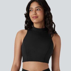 Halara SoftlyZero™ QuickDry Cut Out Stand Collar Skinny Cropped Tennis Tank Top